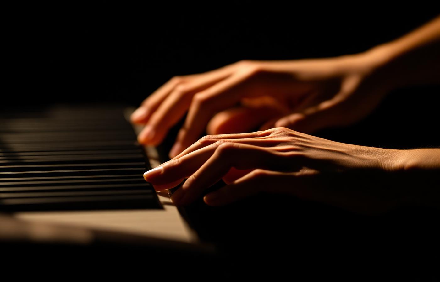 Mains d'un pianiste sur les touches d'un piano